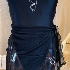 NWT 90s PLAYBOY🐰 BLACK SARONG SILVER CRYSTALS